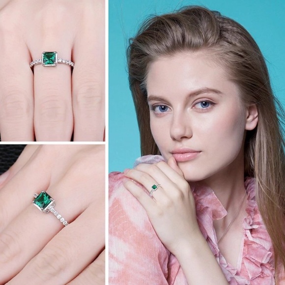 0.53ct Princess Cut Emerald Ring - Picture 4 of 7